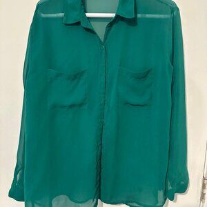 Elegant Green Button-Up Shirt - Forever 21